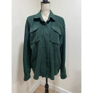 Vintage Lee Dark Green Fleece Shaket Shirt Size XL